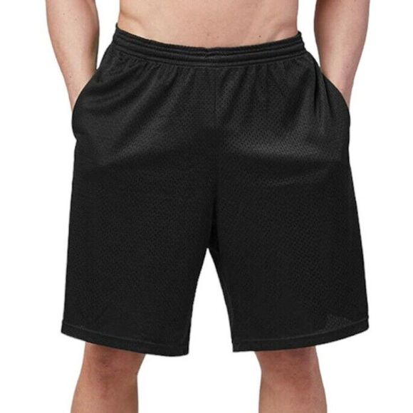 New Men Athletic Black Mesh Shorts XL Jersey 2 Pockets Gym Basketball - Picture 1 of 16